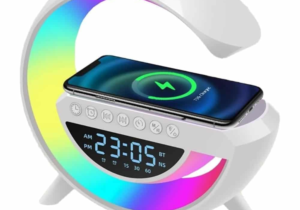 Lampara Reloj Bluetooth FM con Alarma y Carga QI